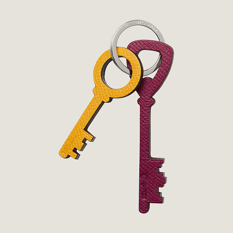 【VINTAGE】Hermès LIGNE PICTO PORTE-CLES HERMES Key Ring Holder Black Campagne Leather Ligne Picto